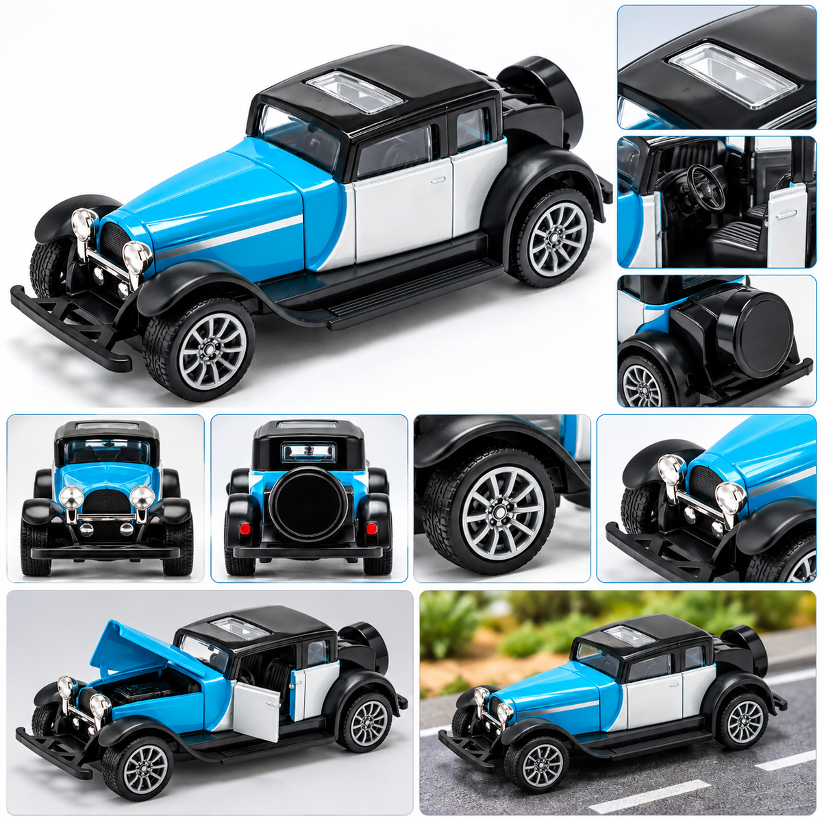 1:43 Scale Vintage Cadillac V8 Die-Cast Pullback Car