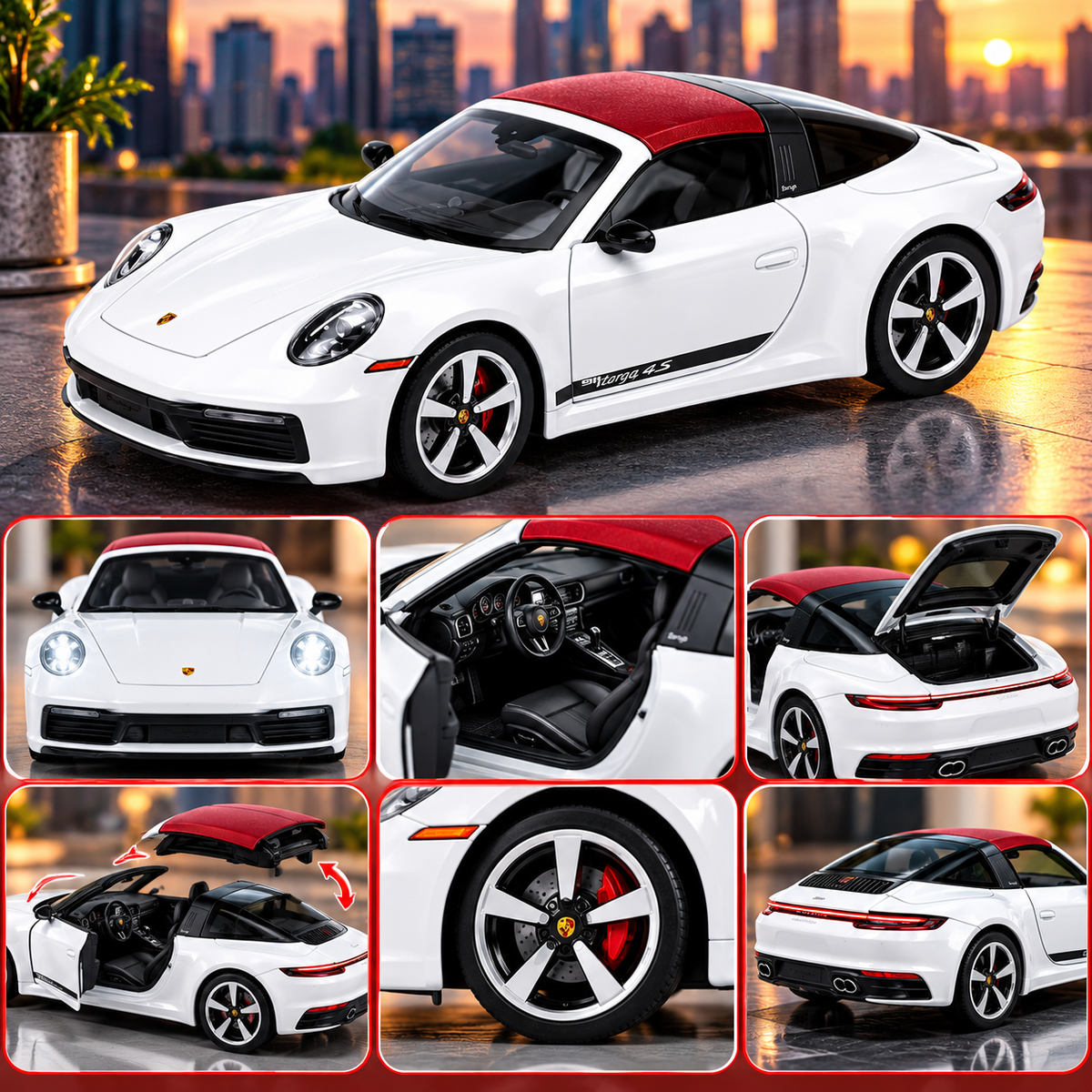 1:32 Porsche 911 Targa 4S Diecast Model Car