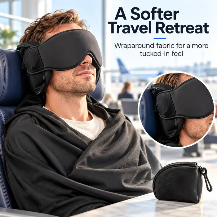 All-in-One Airplane Sleep System – Blackout, Noise-Dampening Memory Foam Travel Kit