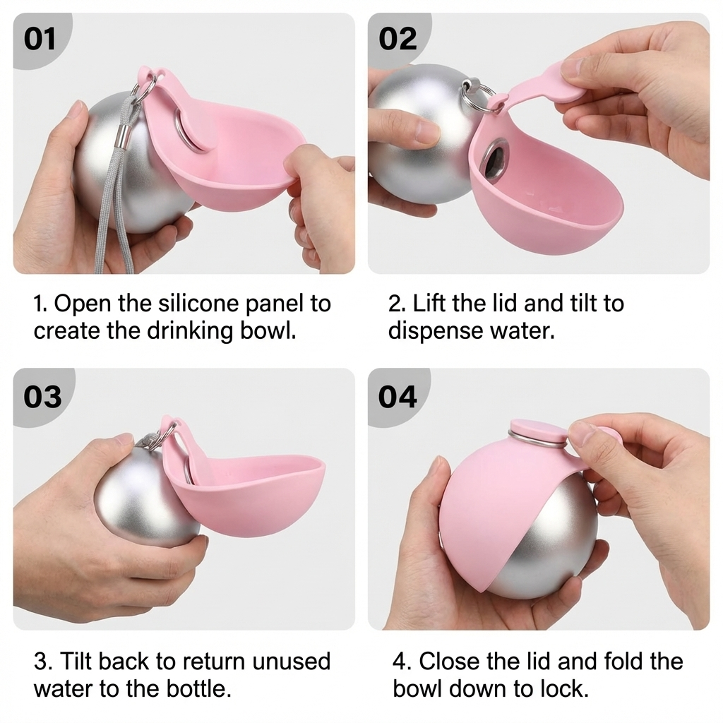 Dog water bottle in use