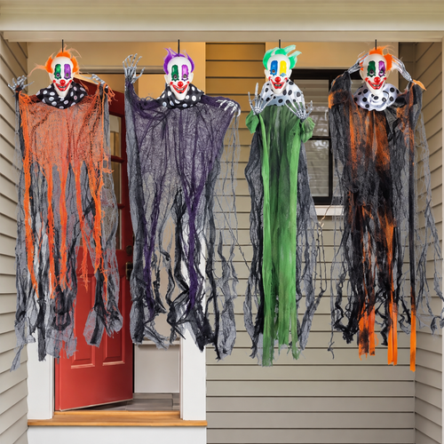Hanging Scary Clown Halloween Decorations – 4 Piece Set