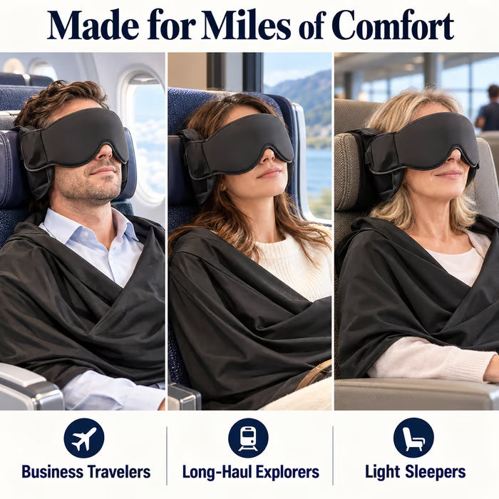 All-in-One Airplane Sleep System – Blackout, Noise-Dampening Memory Foam Travel Kit