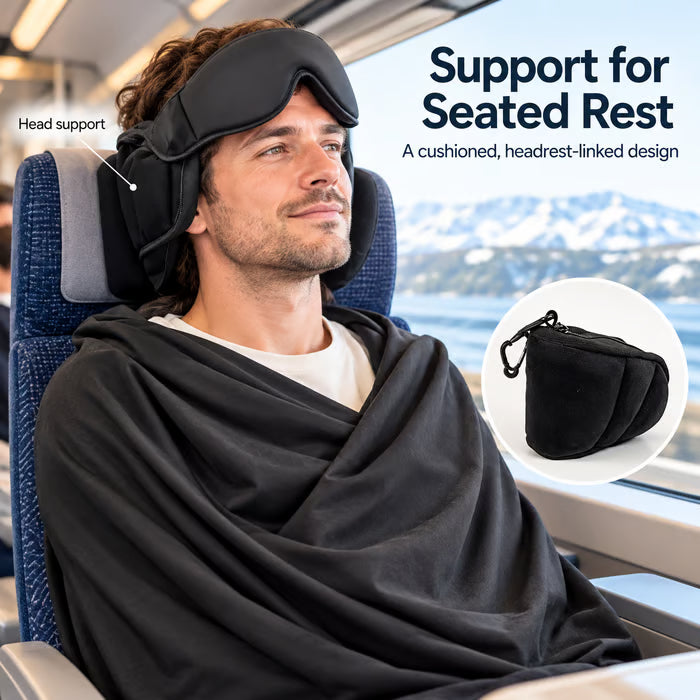 All-in-One Airplane Sleep System – Blackout, Noise-Dampening Memory Foam Travel Kit