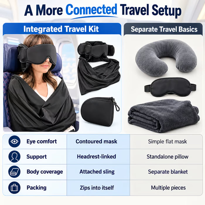 All-in-One Airplane Sleep System – Blackout, Noise-Dampening Memory Foam Travel Kit