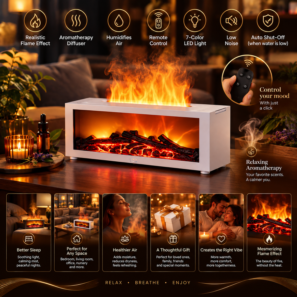 3D flame humidifier – flame effect