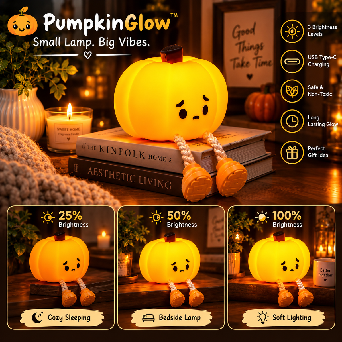 Squishy pumpkin light – size