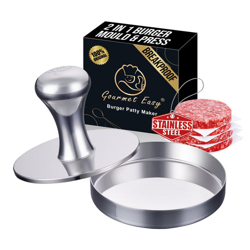 Stainless steel burger patty press