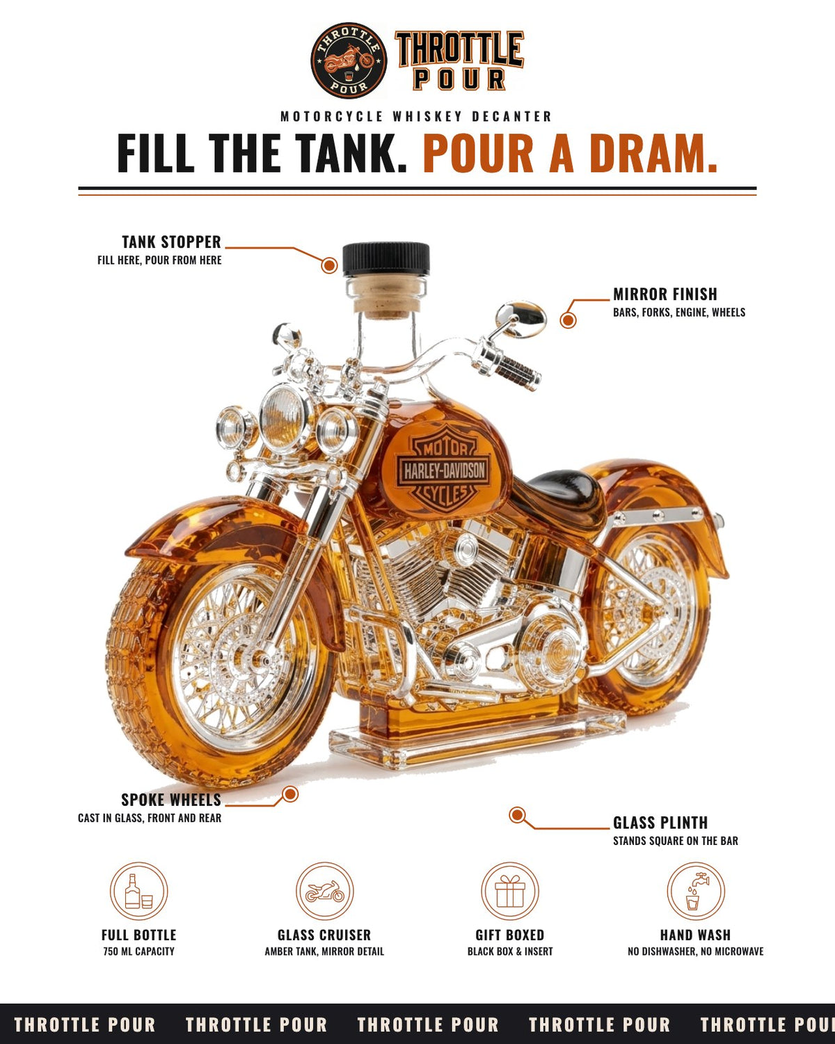 Motorcycle Whiskey Decanter – Gift for Bikers & Dads – image 2