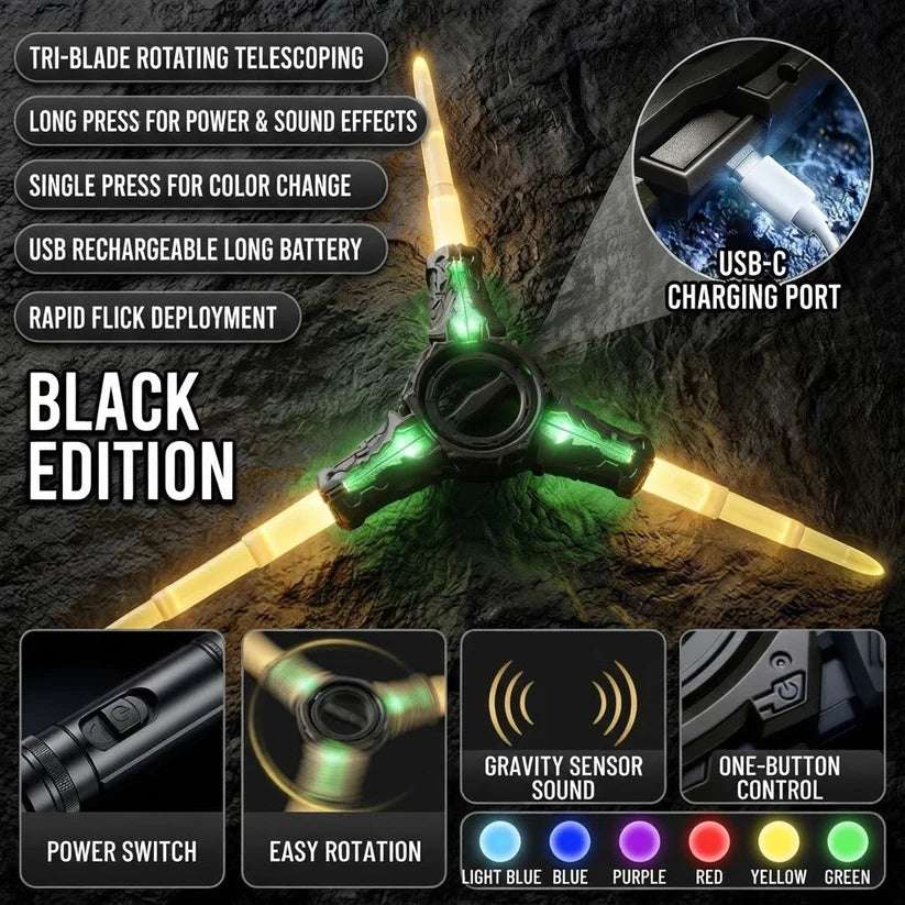 3-blade rotating LED light-up sword toy – image 5
